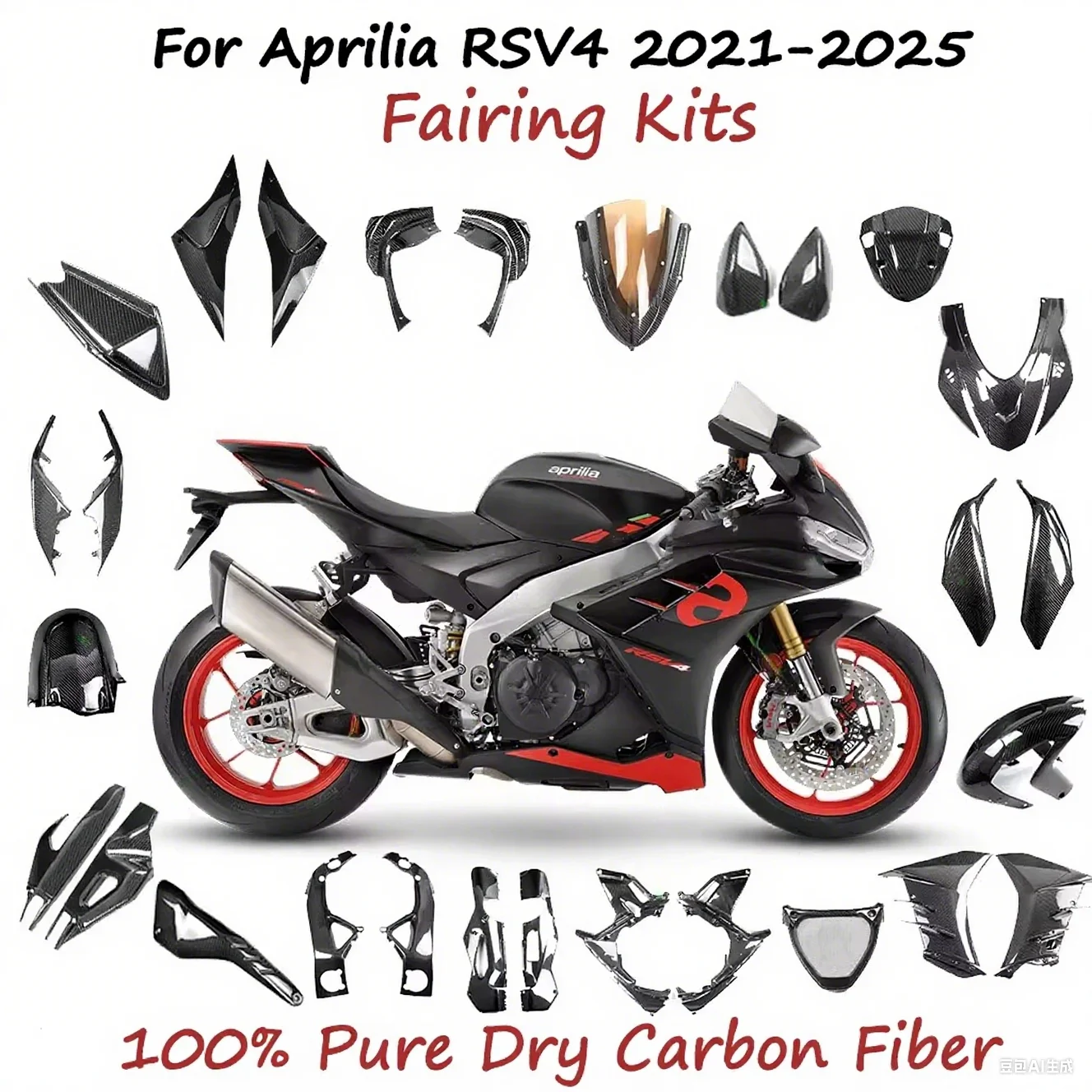 

Motorcycle Mudguard Fairing Kits Fender Guard For Aprilia RSV4 1100 Factory 2021 2022 2023 2024 Pure Dry Carbon Fiber Winglets