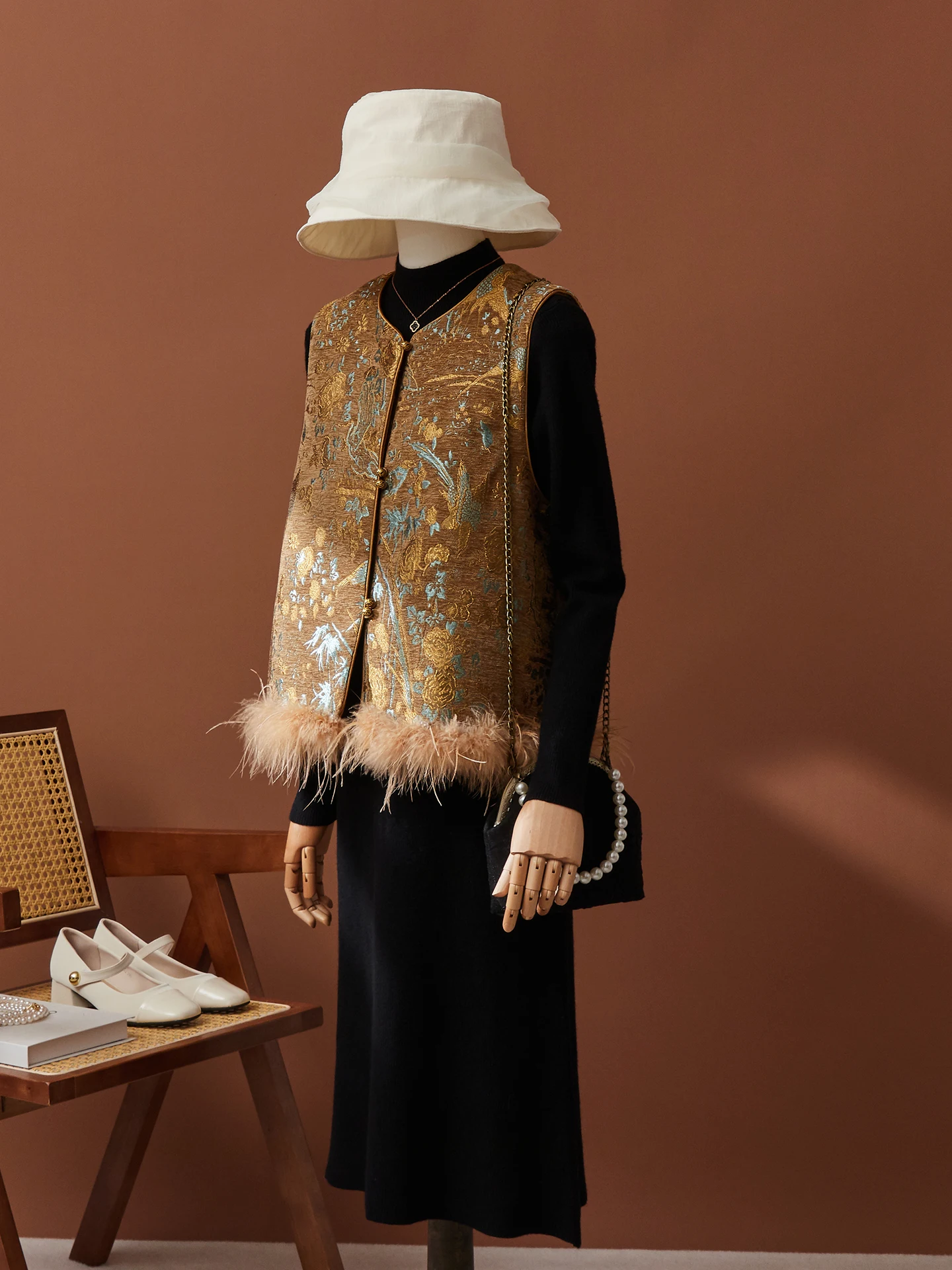 Beautiful Unique Design Knitted Dress And Vest Set Autumn Winter Chinese Style Women's Fashion Two-Piece Suit Warm Long Sleeve view 4