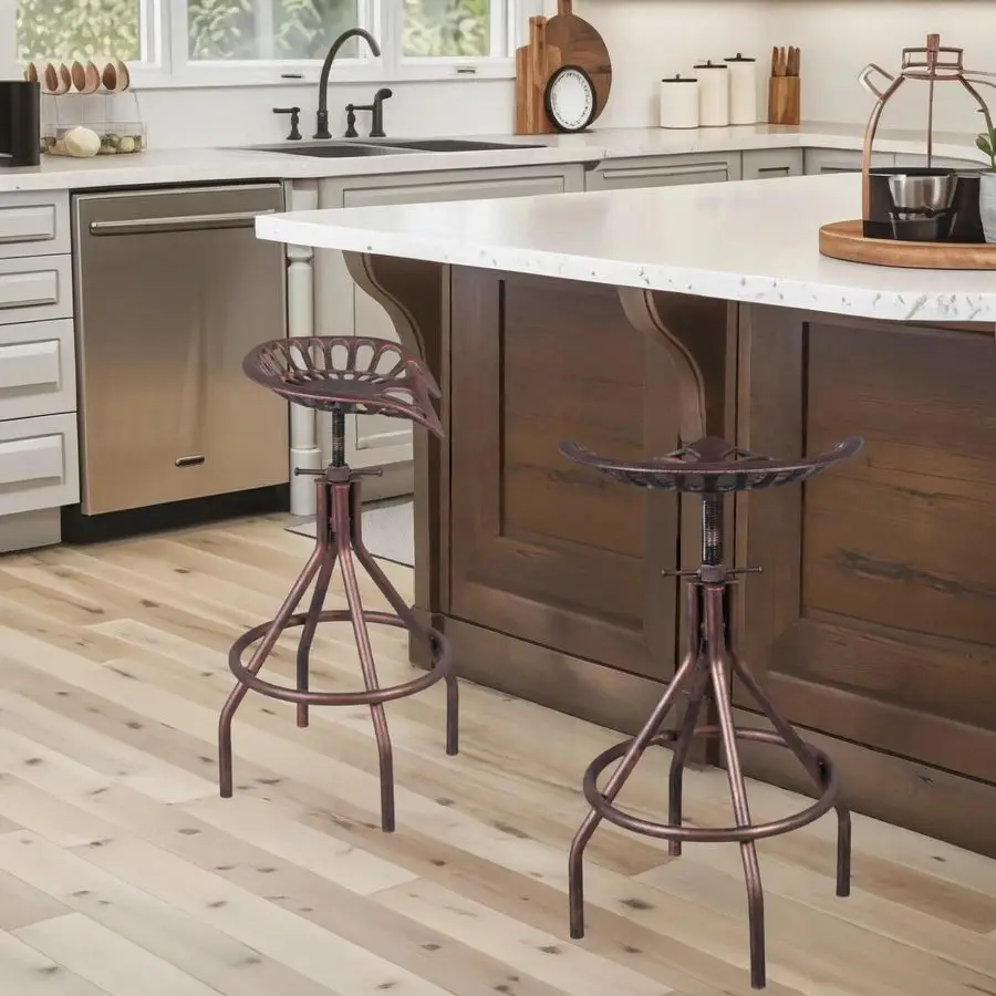 

Барный стул в деревенском стиле, сиденье для трактора, регулируемый барный стул, промышленный табурет для паба, медный набор из 2 шт.