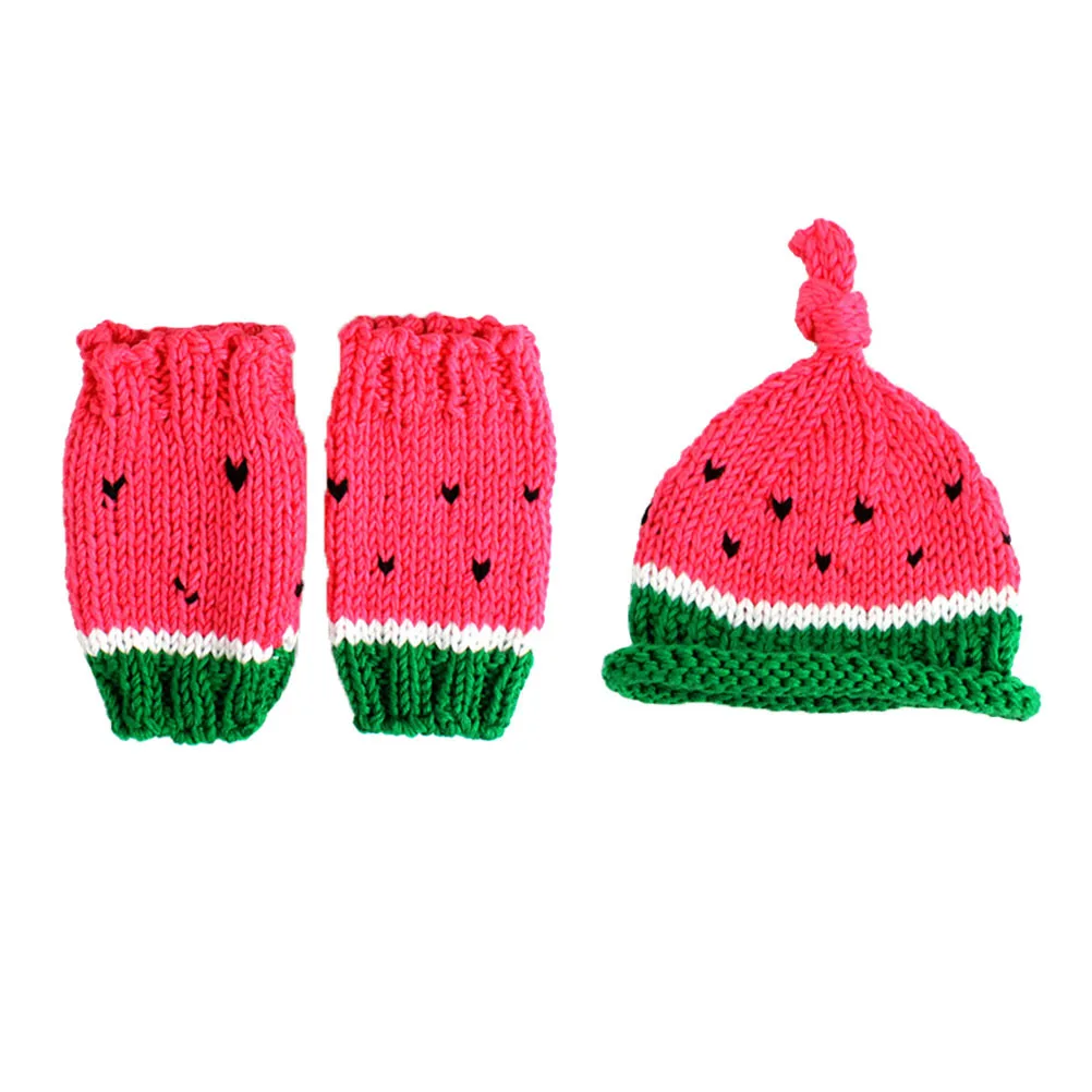 3 قطع الطفل التصوير الدعائم الوليد صور وتتسابق محبوك البطيخ زي قبعة السراويل للرضع للجنسين الملابس هدية