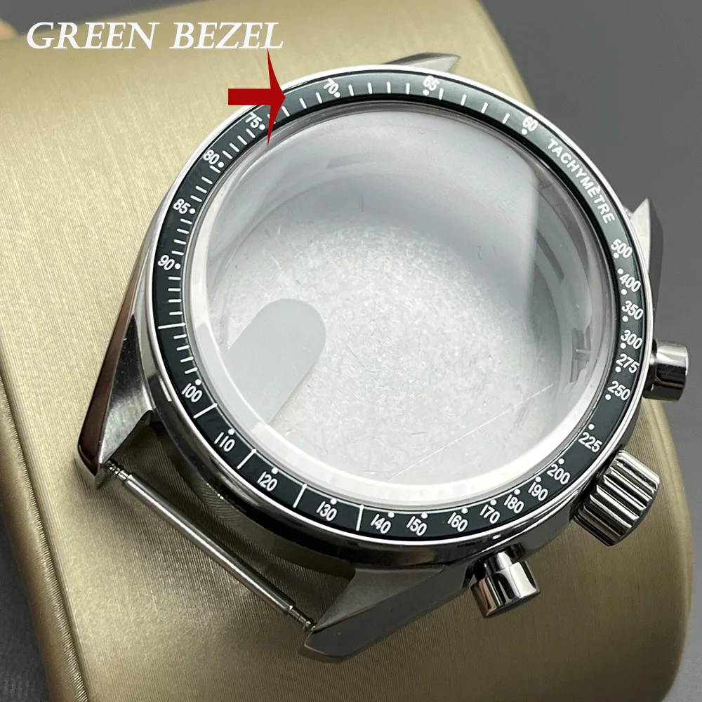 

Мужские часы диаметром 39,7 мм, корпус из нержавеющей стали с зеленым безелем, подходит для коробки для часов с ремешком 20 мм, подходит для VK63 64