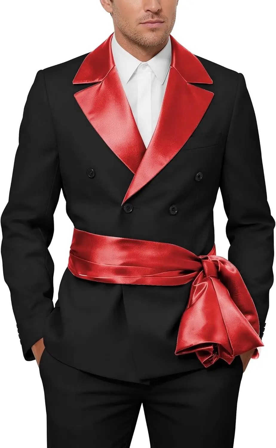 

Mens Double Breasted Tuxedo Suit Set Slim Fit 2 Piece Suits for Men Wedding Prom