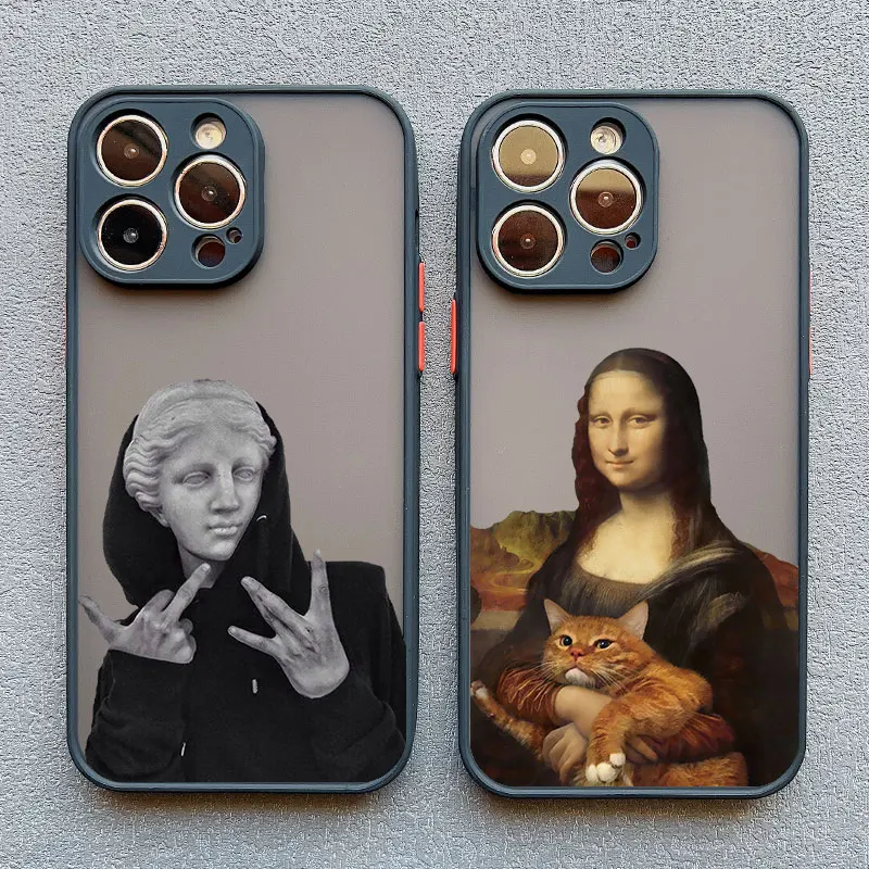 Art Aesthetic David Mona Lisa Phone Case For iPhone 17 16 X XR 15 14 Plus 13 12 11 Pro Max Mini 15 14 Pro Max Shockproof Covers