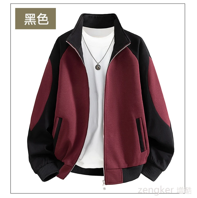 Big size Stand Collar Jacket for Spring and Autumn Trendy Youth Top Casual Versatile Outerwear Cardigan Sweatshirt 9XL 8XL