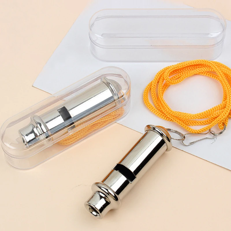 Metal Referee Whistle With Lanyard Neck Rope Cord Emergency Security OutdoorTrainning Whistle 1PC