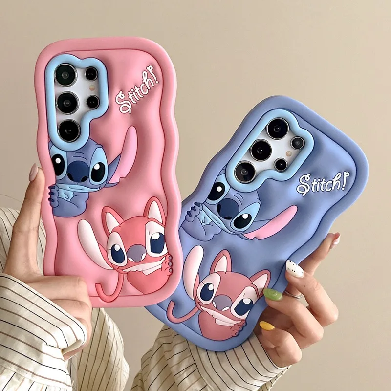 Lilo Stitch Love Case for Samsung Galaxy A54 A53 A51 A50 A31 A30 A15 A14 A04e A03s Disney Silicone Cute 3D Couple Phone Cover