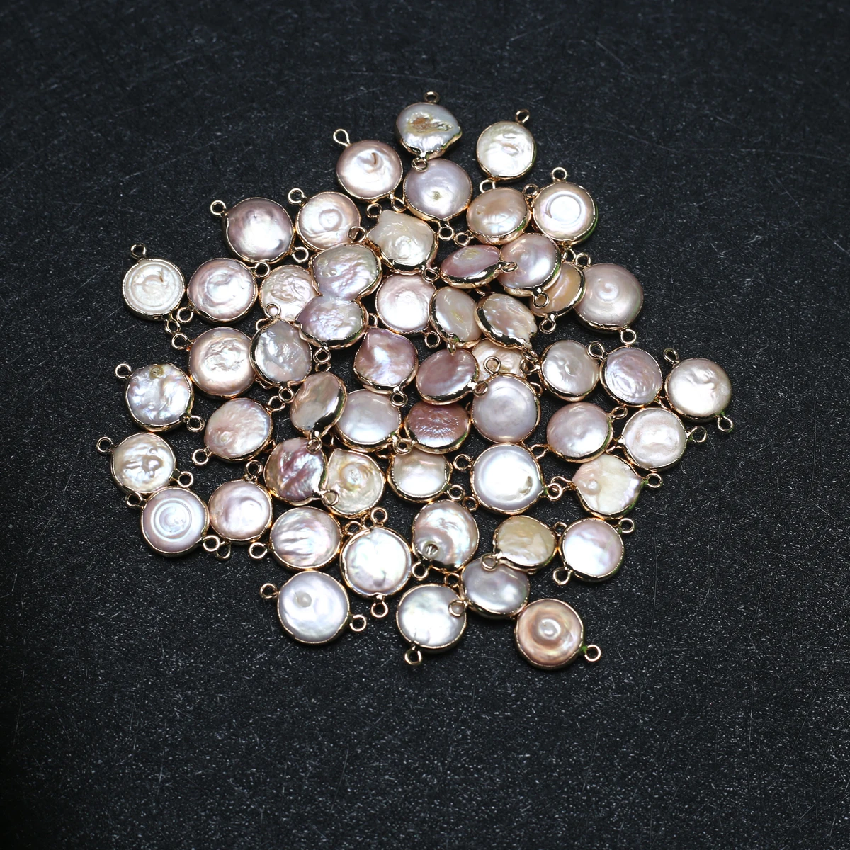 10pcs Natural Freshwater Pearl Pendant Connector Round Pearl Pendant Charms for Making DIY Jewerly Bracelet Accessories 13x12mm