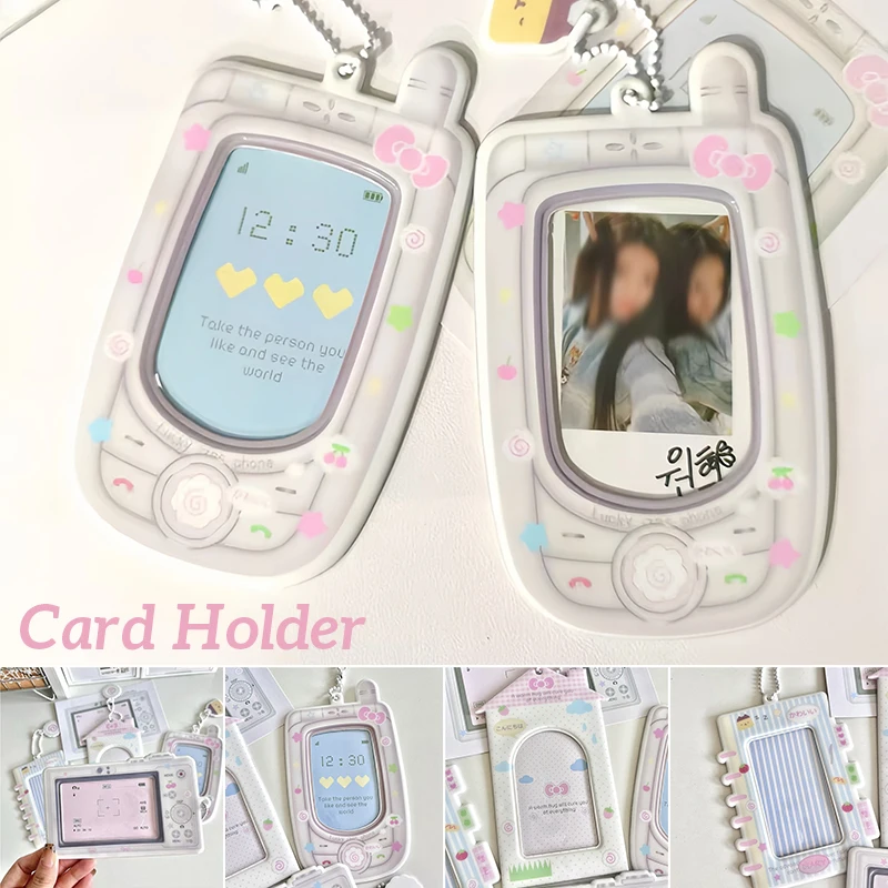 Portable Idol Card Holder Cute Camera Phone Photocard Holder Keychain Ins Idol Photo Card Protector Photo Sleeves Bus Card Case