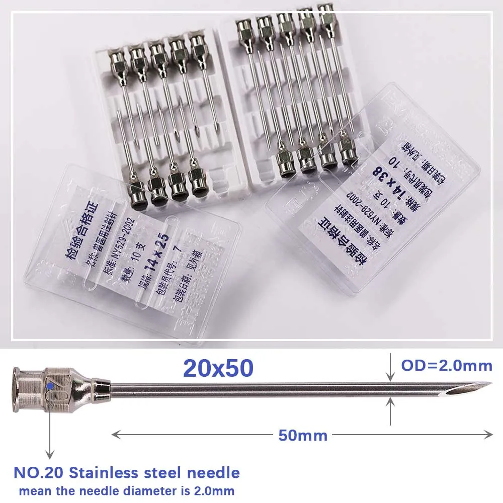 10/20/30/50ml Veterinary Tool Syringe Vaccine Injection Adjustable Dose 304 Stainless Steel Pinhead Dispensing Livestock Poultry