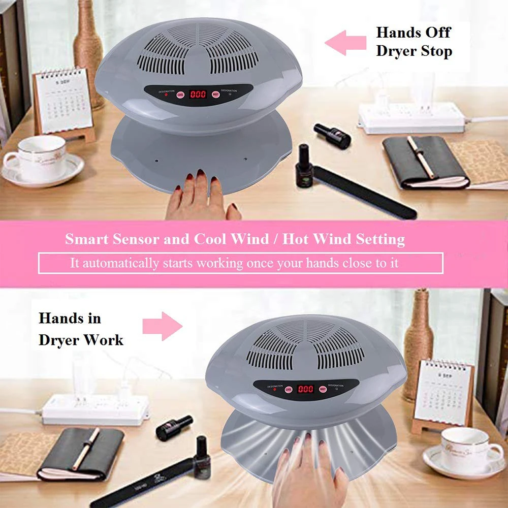 LULAA-secador de aire para decoración de uñas, máquina de secado de esmalte de uñas de 400W, con ventilador de aire caliente y frío, de inducción