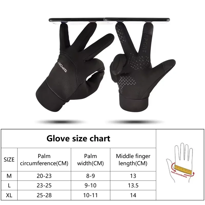 ถุงมือกันน้ำสำหรับฤดูหนาว ถุงมือตกปลาสำหรับผู้ชาย ถุงมือปั่นจักรยานสำหรับผู้หญิง ถุงมือกันหนาวกันลื่นสำหรับเล่นกีฬากลางแจ้ง ถุงมือแบบเปิดสองนิ้วสำหรับใช้หน้าจอสัมผัส