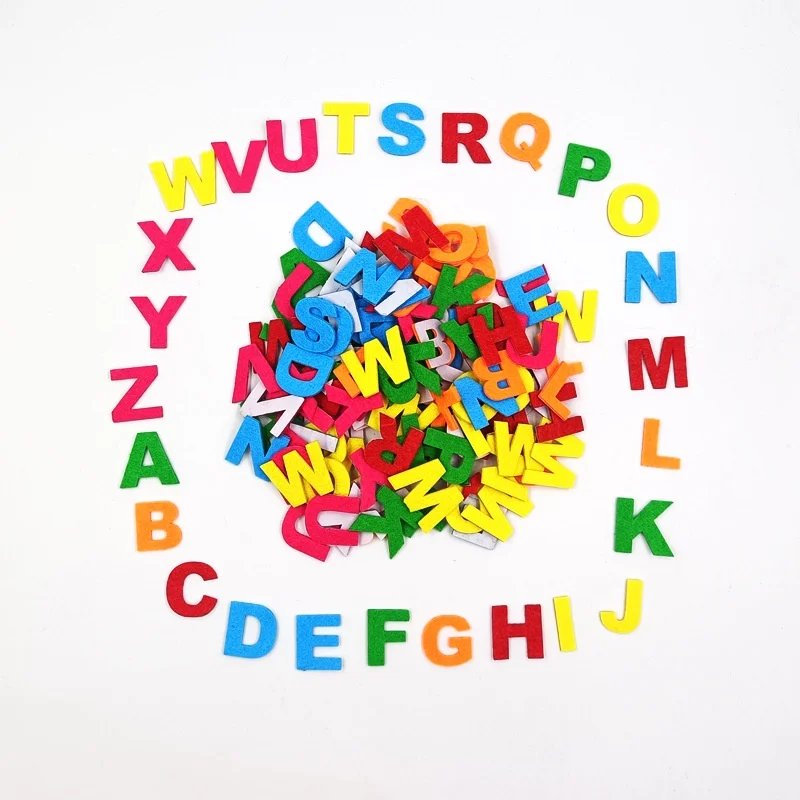 Felt Craft color numbers English letters children\'s diy handmade material pack 100pcs 3D Wall Decoration Kindergarten Layout