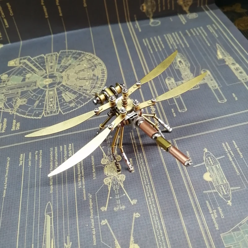 DIY metalowy montaż Dragonfly zestawy modeli 3D Puzzel zabawka dla dzieci dorosłych Steampunk mechaniczne owady ozdoby ręcznie robione chłopięce prezent