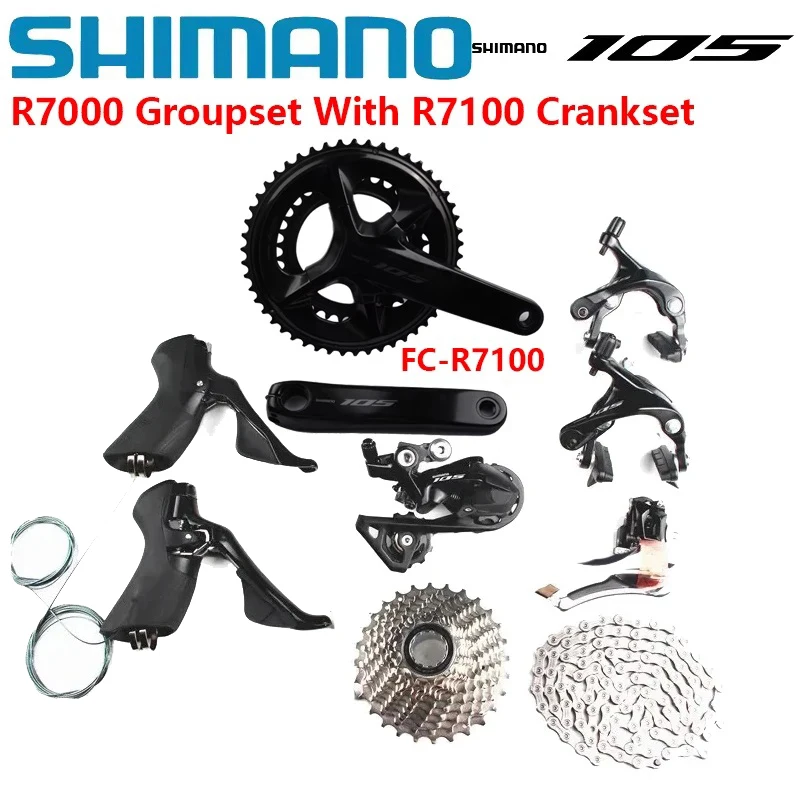 

SHIMANO 105 R7000 11 Speed Grouspet R7000 Rear Front Derailleur Cassette HG601 Chain With R7100 Crankset For Road Bicycle
