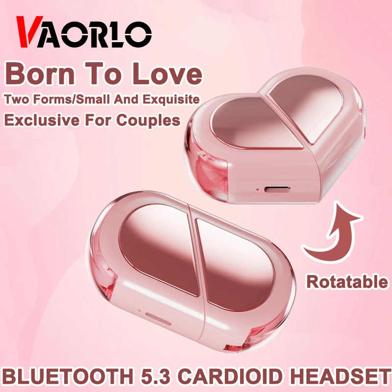 New Fashionable Bluetooth Wireless Headphone Heart Shaped TWS Headset Women's Heart Shaped In-Ear Earbuds Couple Earphone Presen