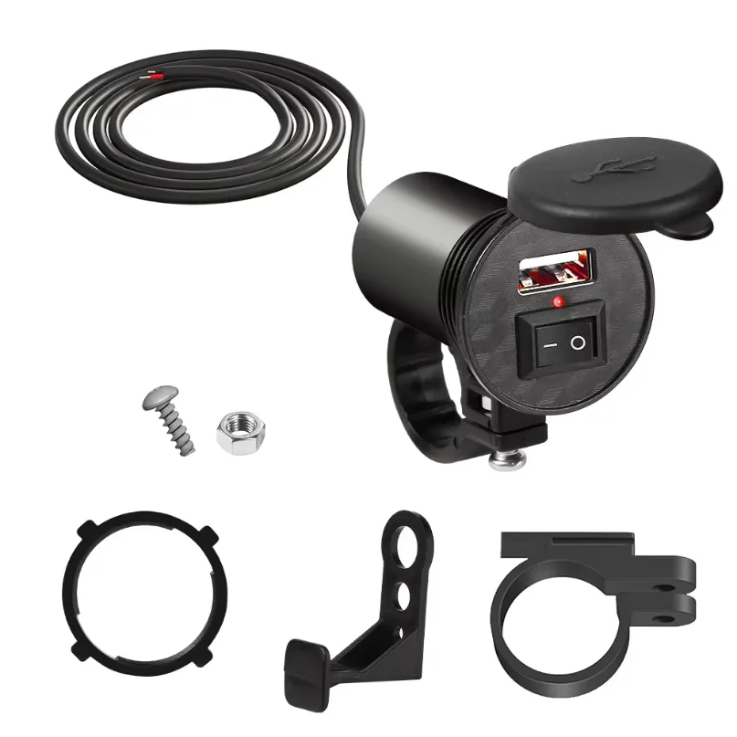 Motorcycle Vehicle-Mounted Charger Waterproof USB Adapter 12V Phone USB Port Phone Charge With Switch Moto Accessory