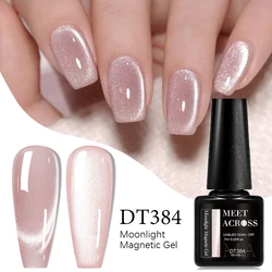 MEET ACROSS 7ml Nude Pink Moonlight Cat Magnetic Gel Super White Light Magnetic Nail Sparkling Varnis Semi Permanent Gel Polish