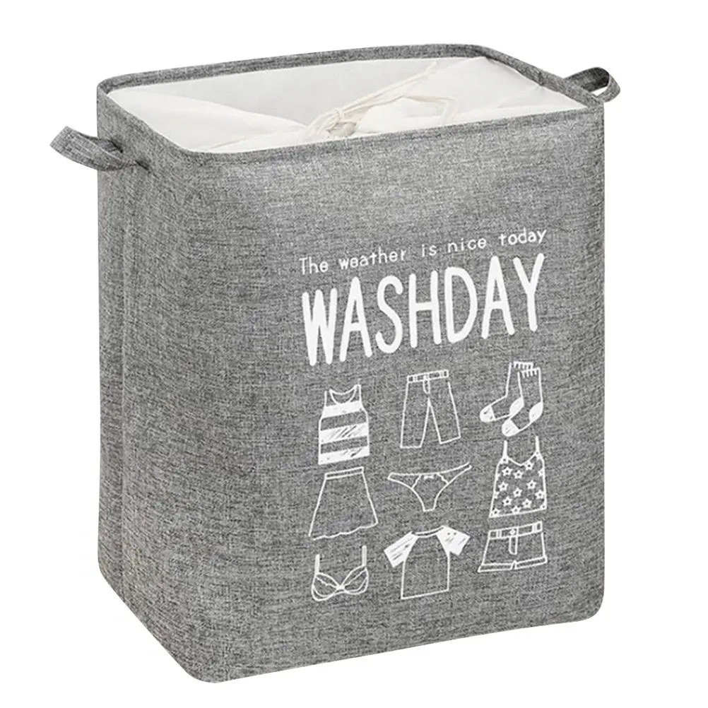 

1pc Foldable Dirty Clothes Basket Premium Cotton Linen Storage Container Large Laundry Bucket For Home Use Dark Grey