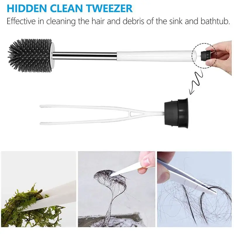 

A24I Силиконовая щетка для унитаза Щетка для унитаза и держатель Щетка для чистки унитаза с силиконовой щетиной Вентилируемые щетки для унитаза