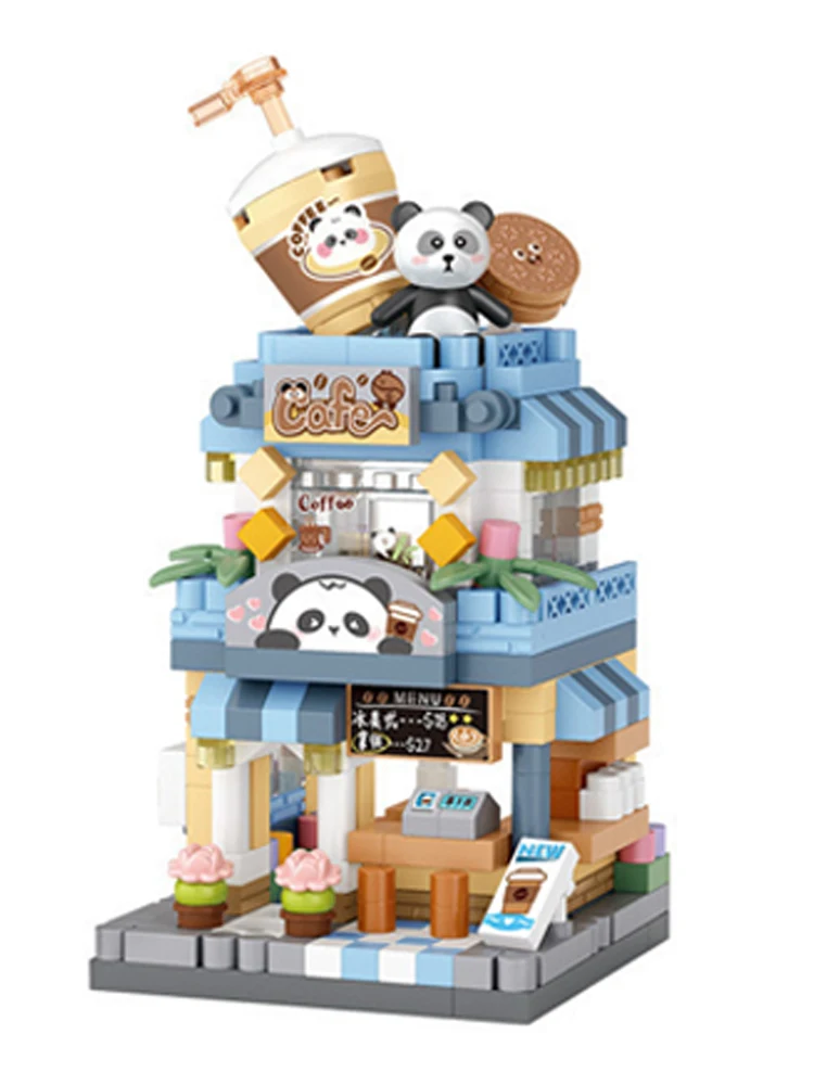 Stadt Street View Baustein Set DIY Eis Kaffee Blumenladen Modellbau Spielzeug ideal für Wohnkultur und Weihnachts geschenke – Detail 5