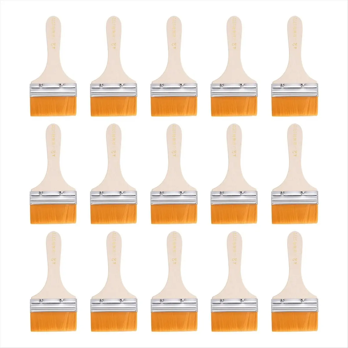 A72P 15pcs Paint Brushes Paint Brush Nylon Flat Wall Paint Brush Soft Bristle with Wood Handle for Painting DIY 3 Inch