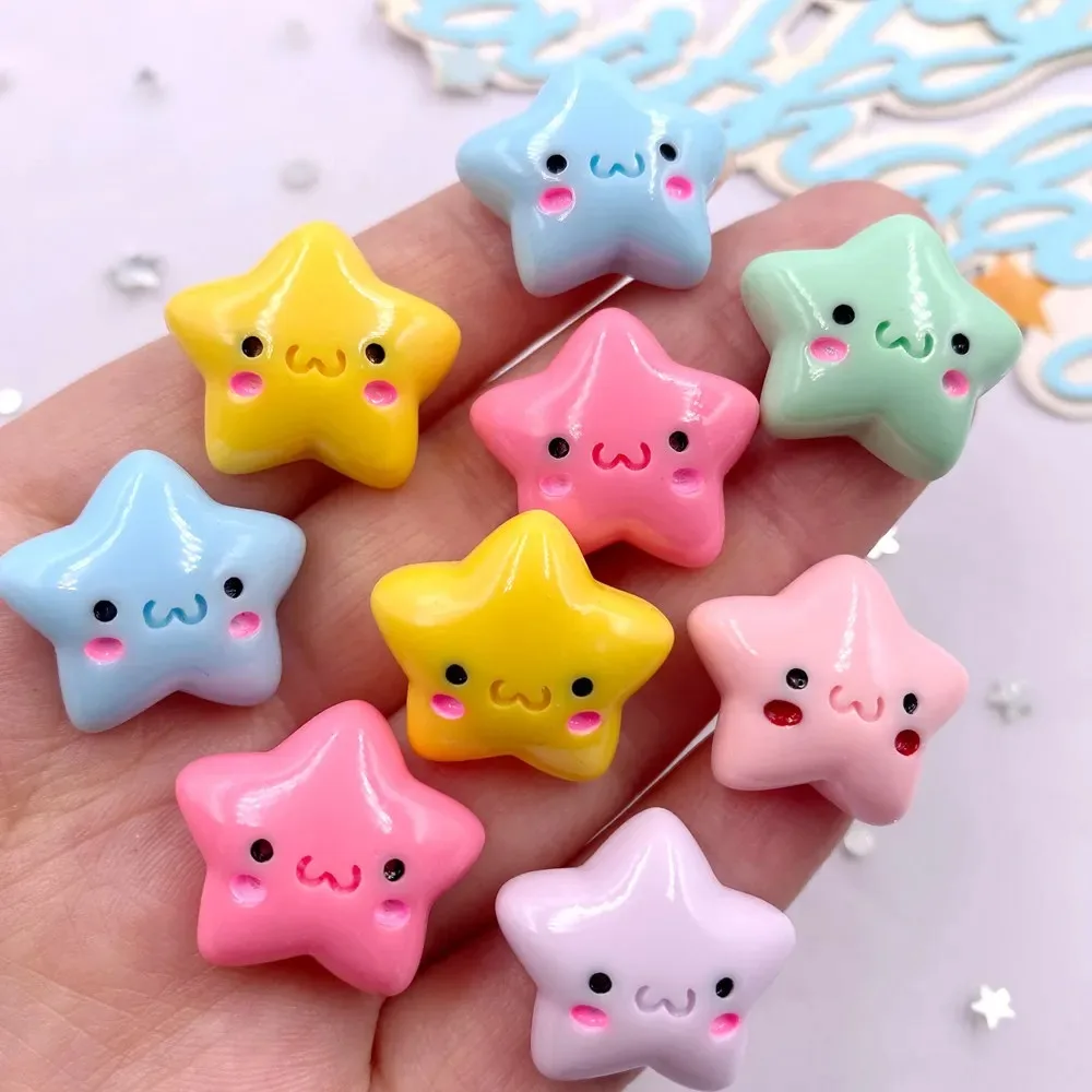 TX105 20PCS Mix Resin Kawaii Mini Smiling Stars Flat back Cabochon Stone Scrapbook DIY Home Decor Figurine Crafts Accessories - view 6