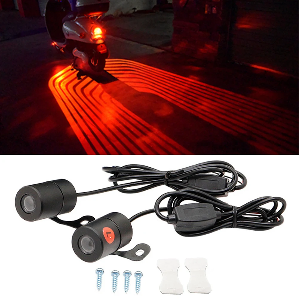 2X High Quality Motorcycle Angel Wing 12V Led Lamps For Universal Modified Moto Tail Lights Laser Welcome Brake Taillights Blubs