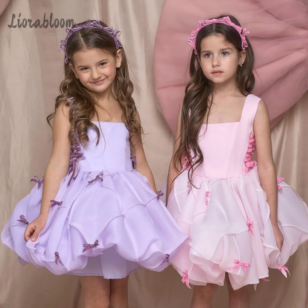 Abito Formale Bianco in Pizzo per Bambina, Set Due Pezzi con Collo all'Americana, Personalizzabile Multicolore, per Damigella d'Onore e Feste - Abito da Sposa