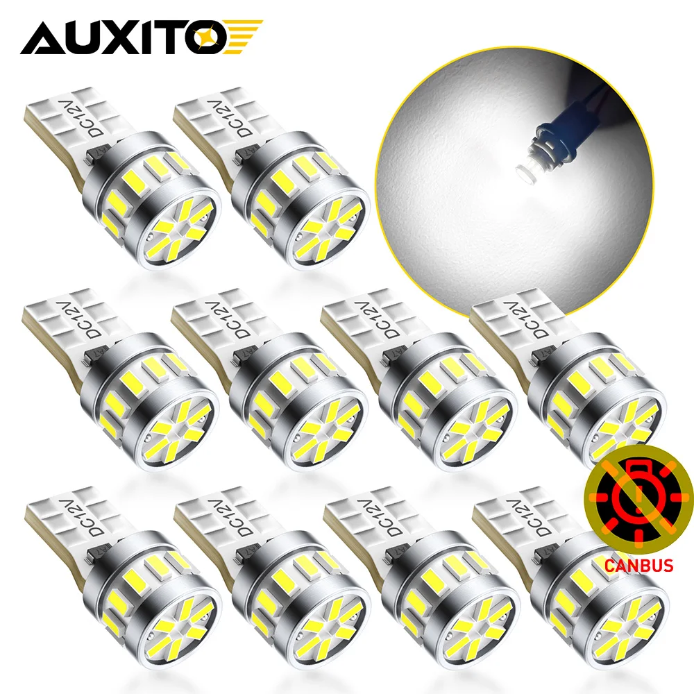 

AUXITO 10 шт. T10 W5W 194 светодиодная автомобильная лампа без ошибок, лампа для салона автомобиля 194 светодиодная сигнальная лампа, купольная лампа для чтения карт