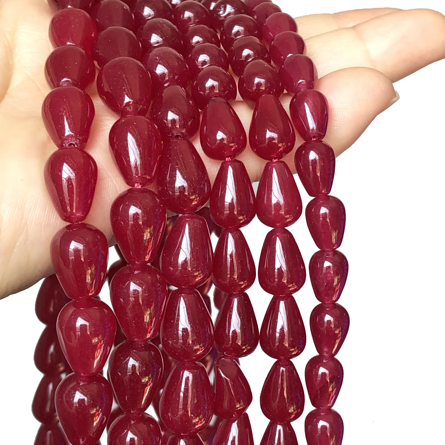 Natural Stone Water Drop Red Chalcedony Jades Beads Loose Spacer Beads For Jewelry Making Diy Energy Bracelet Necklace Earring