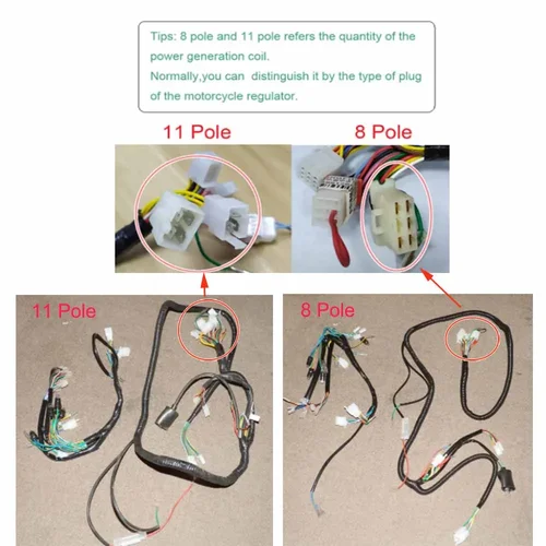Imagen 2 del producto Conjunto de cableado de arnés de cables chino GY6 150CC, ciclomotor para SCOOTER para Magneto de 11 polos y 8 polos