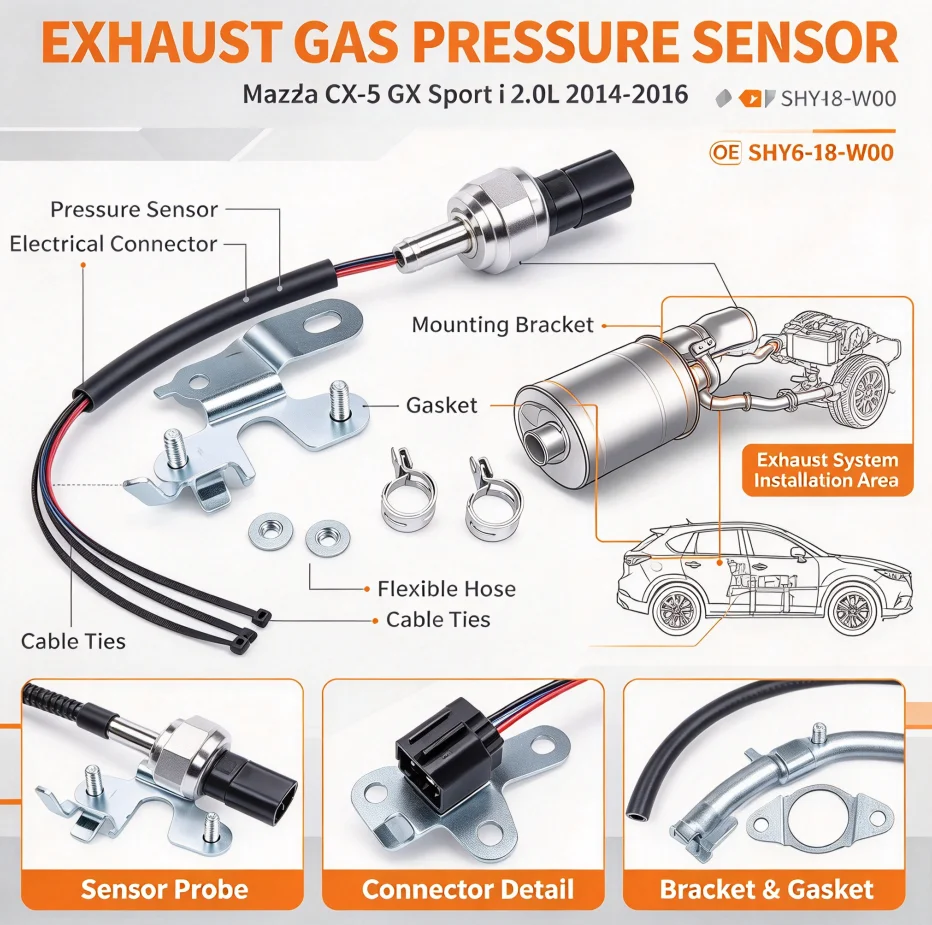AP01 Exhaust Gas Pressure Sensor Kit For Mazda 3 BM BN 6 GJ GL CX-5 KE KF 2.2D SHY618W00