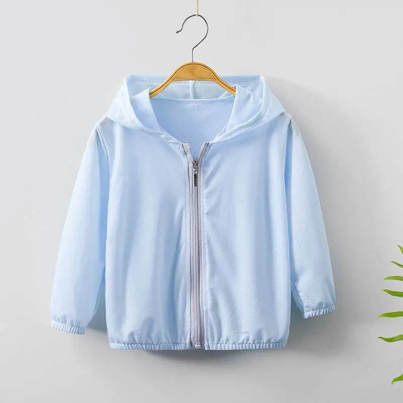 

Boys Breathable Mesh Sun Protection Clothing Ice Silk Summer Sunshade Children's Wear Polyester Fiber UPF 50+ Hat on