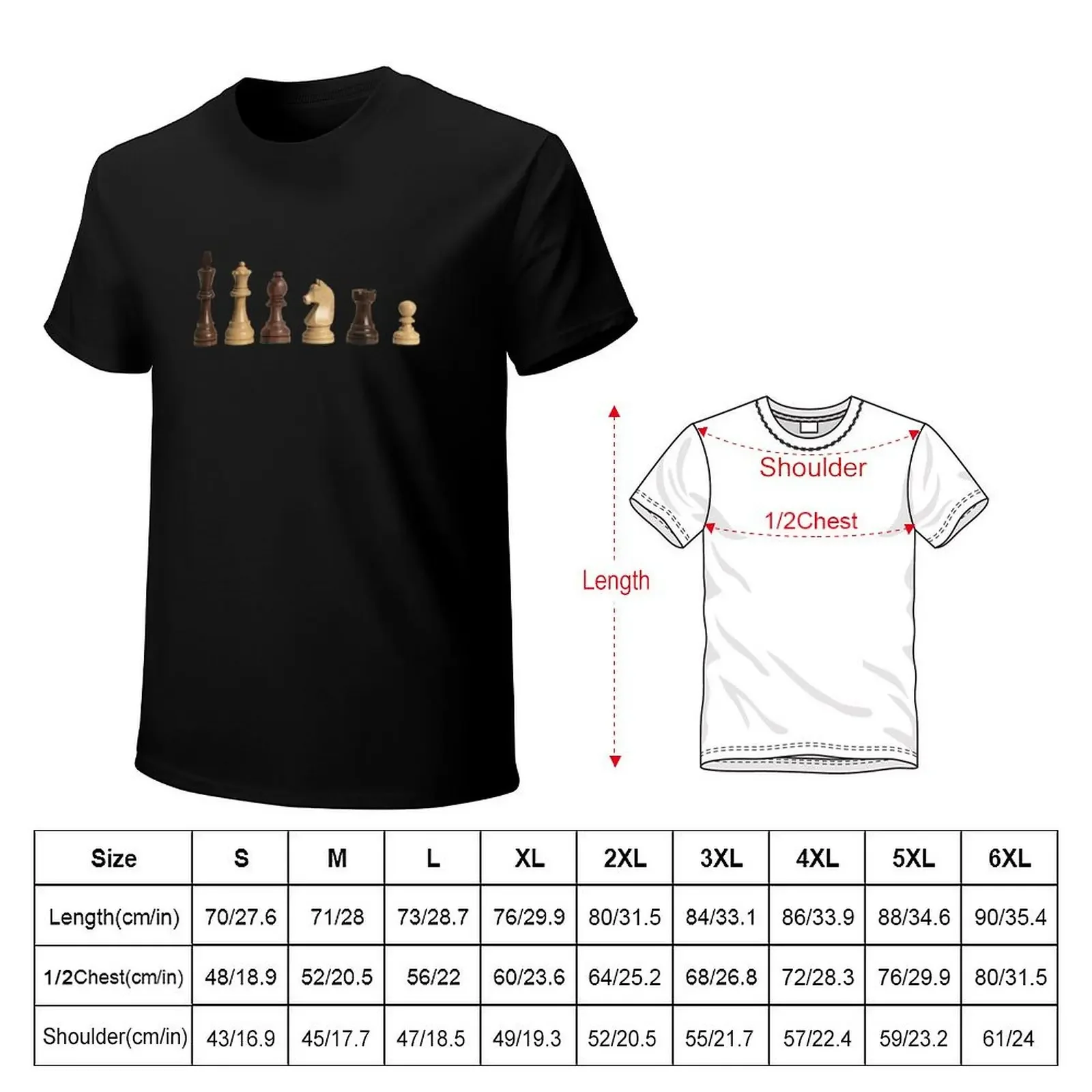 Chess Pieces Collection In A Line T-Shirt anime stuff heavyweights Aesthetic clothing tshirts for men