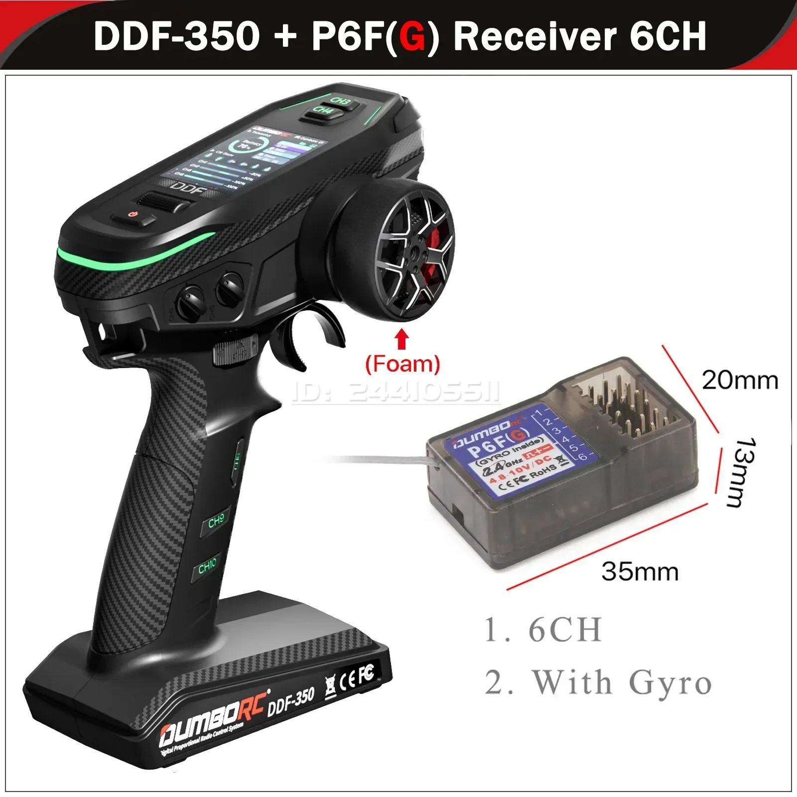 DUMBORC DDF-350 10CH RC Afstandsbediening 2.4G Digitale Radio Zender Gyro Ontvanger voor Drift Auto Tank Boot Robot Speelgoed Wltoy