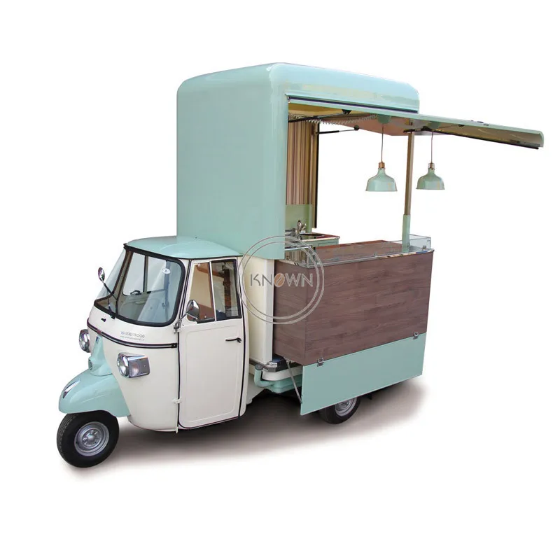 OEM Electric Gasoline Tuk Tuk Piaggio Ape Car Restaurant Food Car Candy Juice Cart Mobile Mini Food Truck