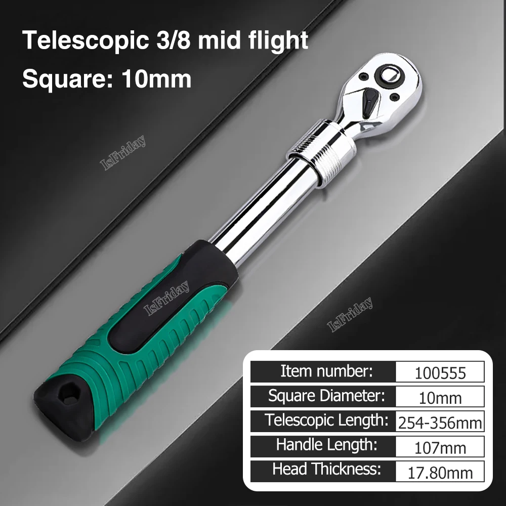 Telescopic socket ratchet wrench for automotive repair, adjustable head ratchet set, 72 tooth quick release wrench, manual tool