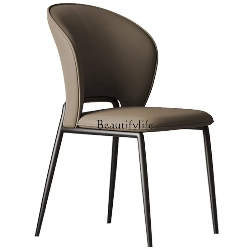 

ls 18 Light Luxury High-End Italian Minimalist Style Dining Chair Designer Hotel Stool with Backrest