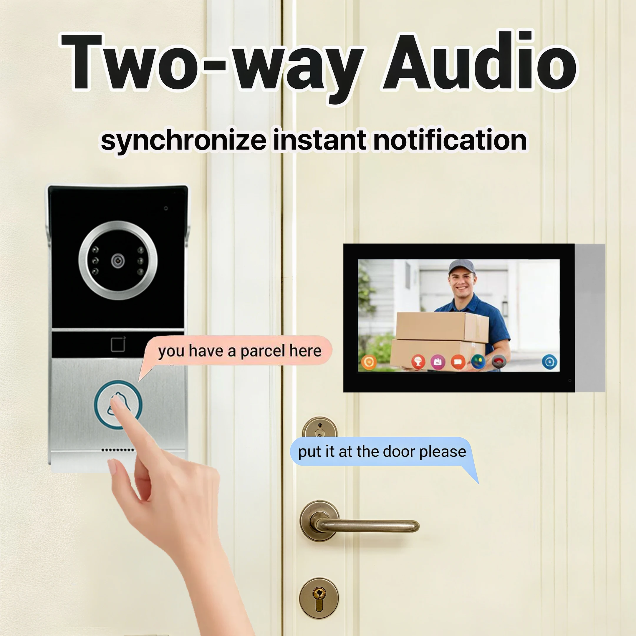 

Tuya Smart Wired Video Door Phone 7' 1080P Touch Screen Two-Way Audio Night Vision Waterproof with APP RFID Password Unlock Inte