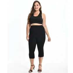 Leggings XS-7XL Summer Legings Women 3/4 Short Legging Pants Thin Women Large Size Stretch Grey Black White Pink 6XL 5XL 4XL 3XL