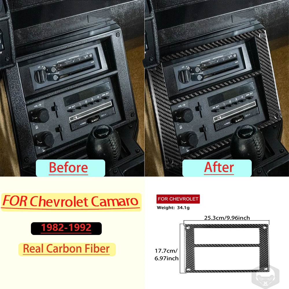 Real Soft Carbon Fiber For Chevrolet Camaro 1982-1992 Car Radio Control Panel Trim Customizable Sticker Interior Accessories ﻿