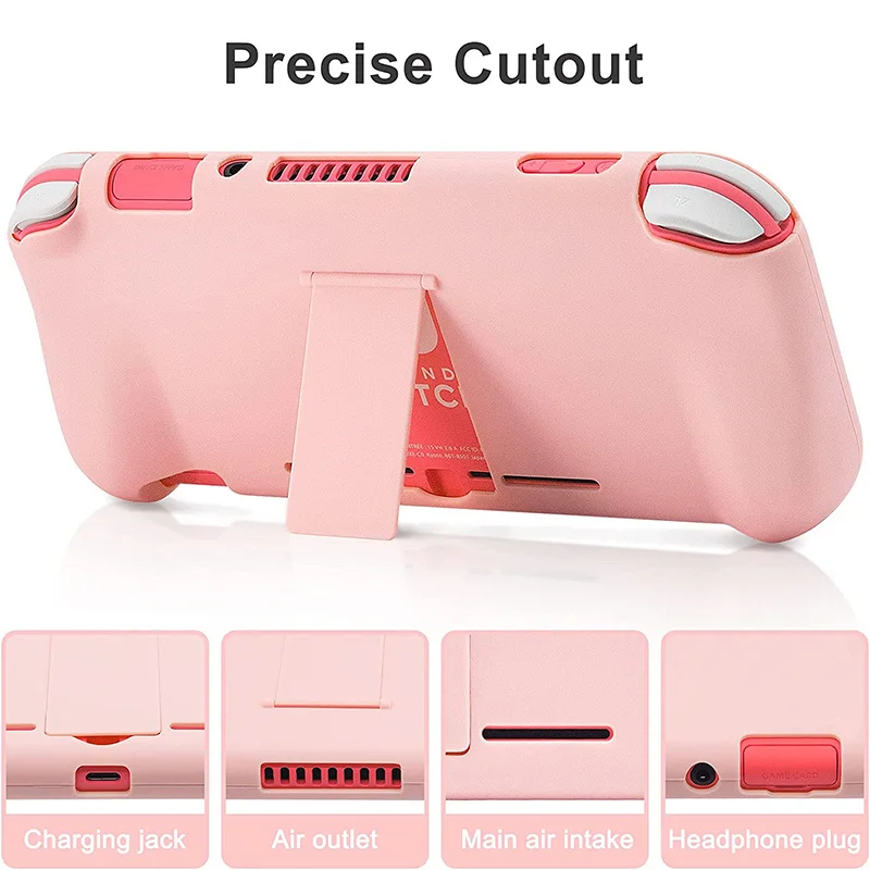 Pink Protection Case for Nintendo Switch Lite with Kickstand, Hard Case for Nintendo Switch lite with Stand