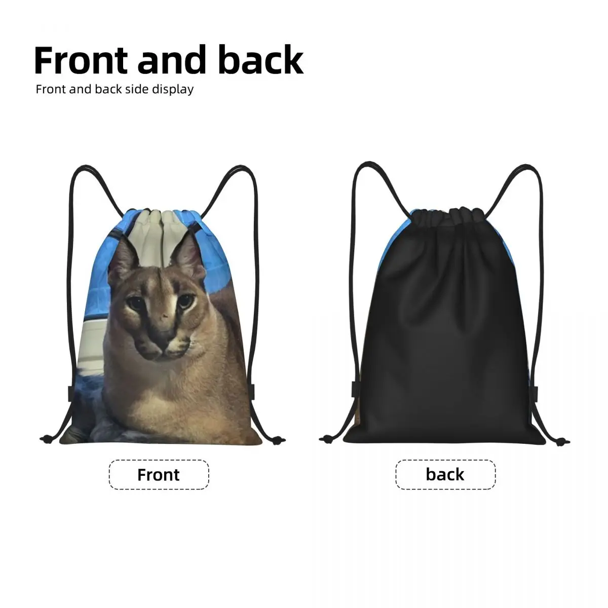 Custom Big Floppa Funny Meme zaino con coulisse borse uomo donna leggero Caracal Cat Gym sport Sacks Sacks per l'allenamento