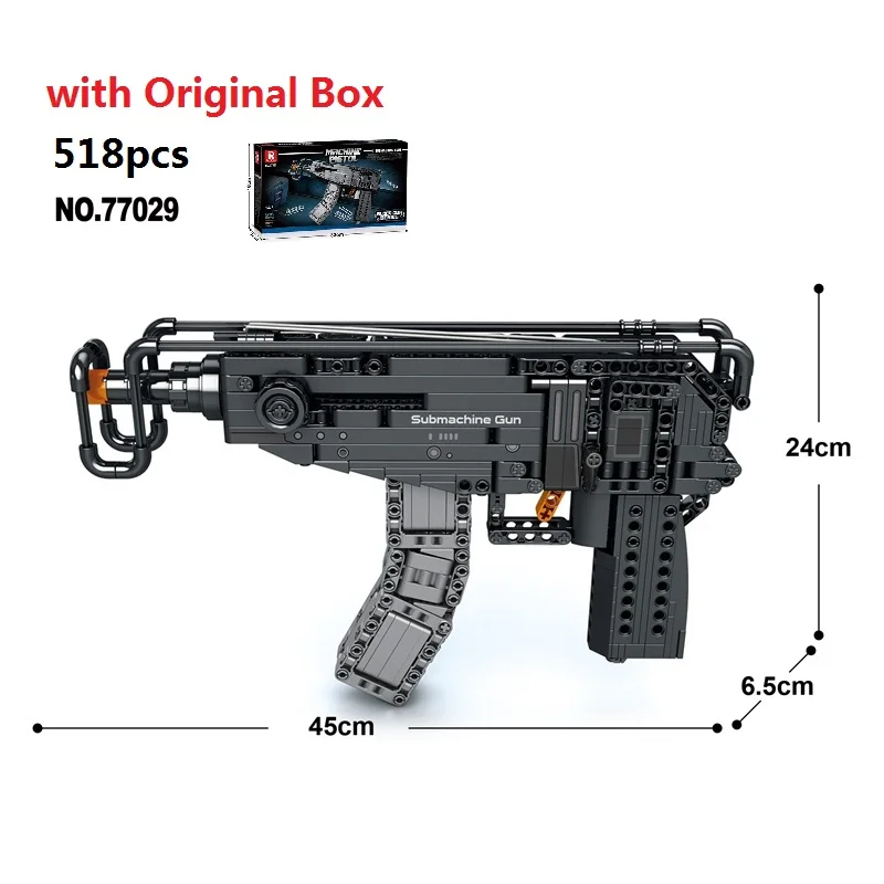 Original Box Chrismas Birthday Gift Reobrix Scorpion Submachine Gun Model Military Weapons Series DIY Toys Building Blocks 566Pc