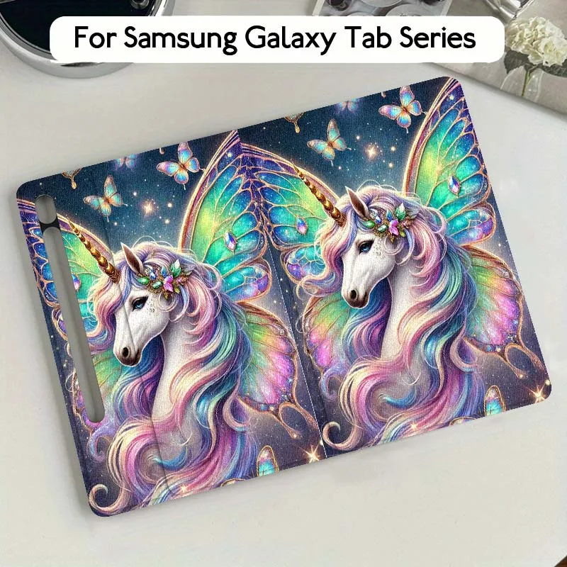 

Cute Horse Pink Flowers Gift For Samsung Galaxy Tab S10 S9 S8 S7 FE Lite Soft Flexible Support Tablet Case
