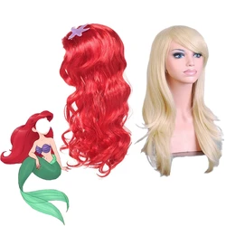 Girls Princess Cosplay Wigs Birthday Gift Wednesday Barbi Little Mermaid Hair Braid Wigs Kids Halloween Party Accessorie