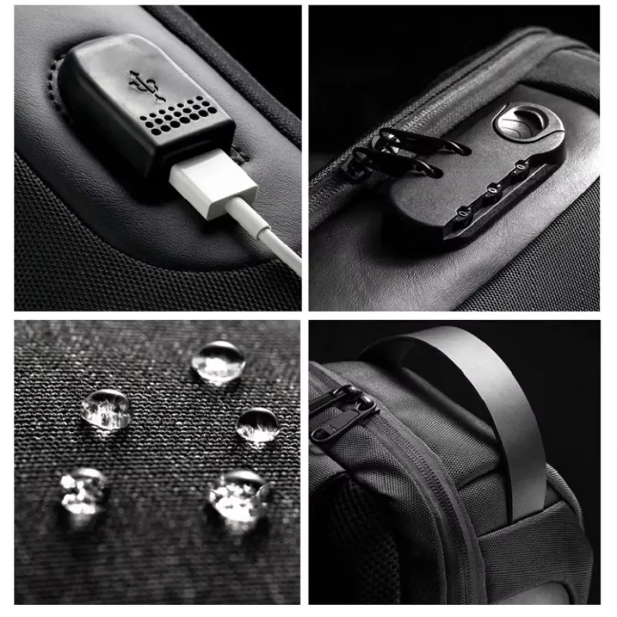 حقيبة رياضية لركوب الدراجات مع منفذ USB وقفل مجمع وحقيبة ركوب الدراجات الرياضية ذات سعة كبيرة وحقيبة صدر للرجال عبر البلاد