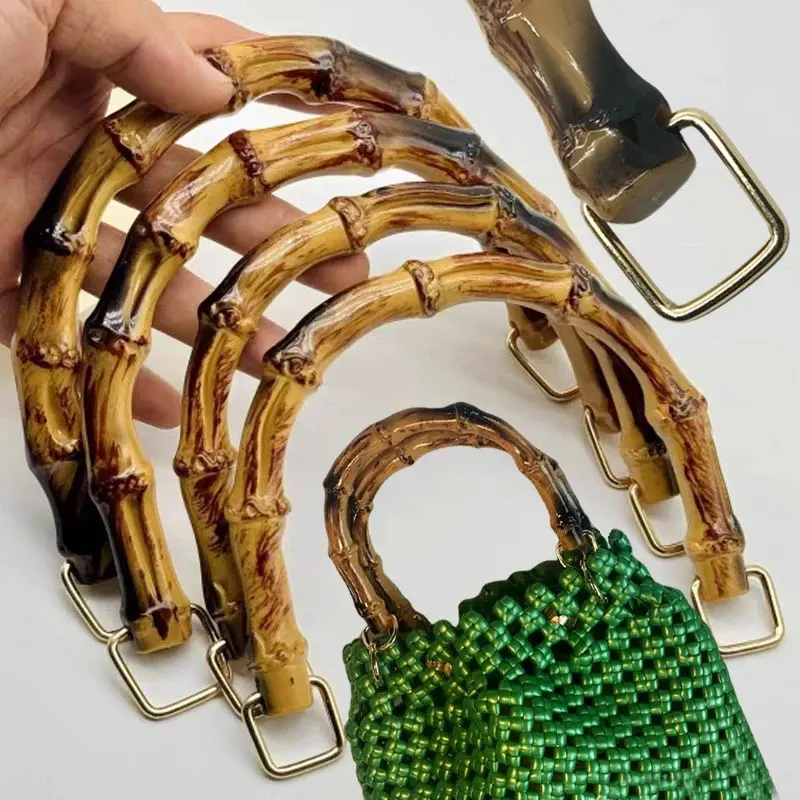 1/2PCS Natural Bamboo Handles for Purse Handbag Handle Replacement U-shaped Hardware Woven Accessory DIY Handmade Craft