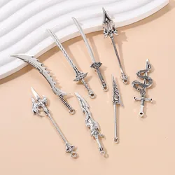 10pcs New Sword Alloy Charms Weapon Mini Cute Fun Pendants For Making Handmade DIY Jewelry Accessories Necklace Findings