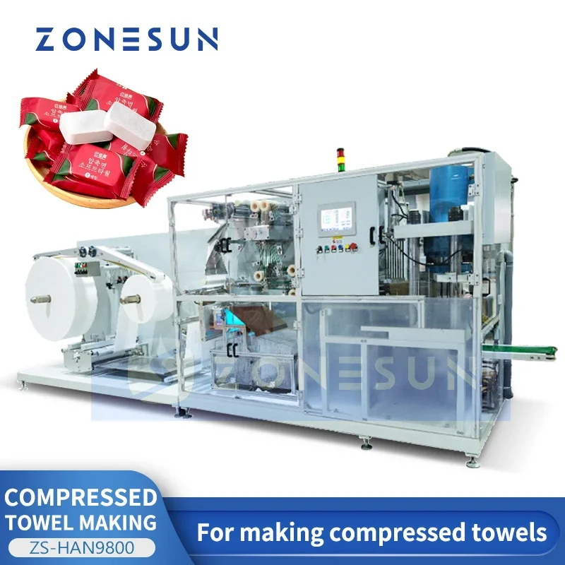 ZONESUN Automatic Compressed Towel Making Machine Mini Towel Disposable Coin Tissues Napkins Hospitality Industry ZS-HAN9800